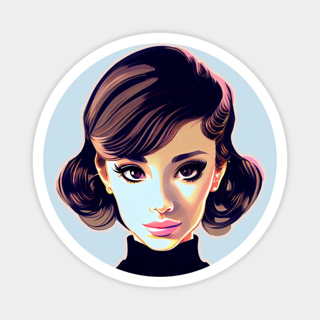 Audrey Hepburn, Elegant Classic Beauty, Confident Witty Fun Flirty Smart Actress Magnet by ProjectAI